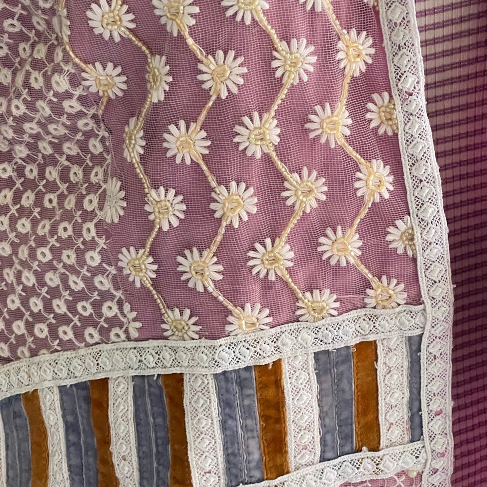 Bohemian Embroidered Pastel Pink Beaded Floral Sequin Patchwork Fairycore Vest - Picture 3 of 15